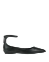 Calvin Klein Woman Ballet Flats Black Size 8 Leather In Black