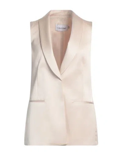 Calvin Klein Woman Blazer Cream Size 6 Polyester, Elastane In White