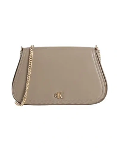 Calvin Klein Woman Cross-body Bag Khaki Size - Recycled Polyester, Polyurethane In Sand