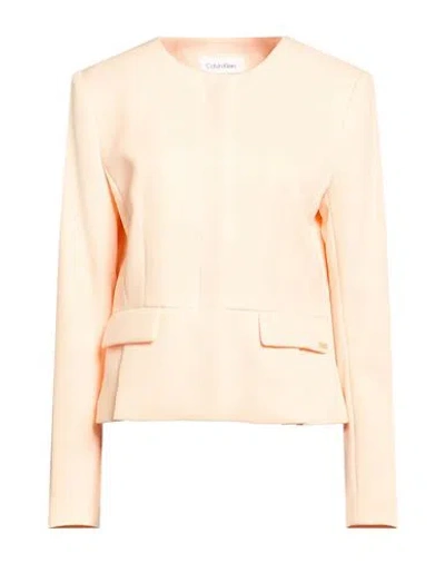 Calvin Klein Woman Jacket Apricot Size 8 Polyester, Elastane In Orange