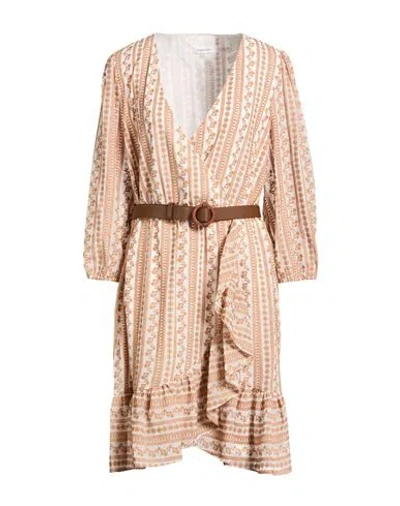 Calvin Klein Woman Midi Dress Beige Size L Polyester In Neutral