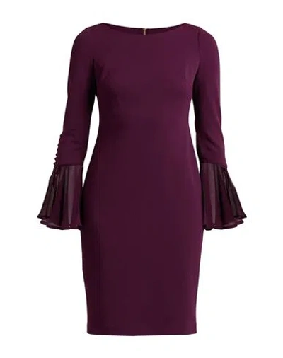 Calvin Klein Woman Midi Dress Plum Size 4 Polyester, Elastane