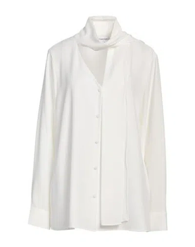 Calvin Klein Woman Shirt White Size L Polyester, Elastane
