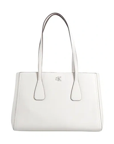 Calvin Klein Woman Shoulder Bag Ivory Size - Recycled Polyester, Polyester In White