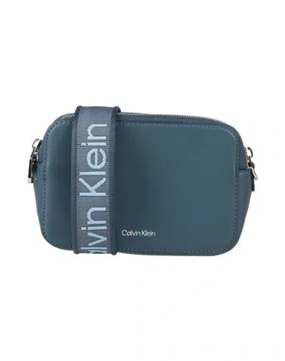 Calvin Klein Woman Shoulder Bag Slate Blue Size - Polyurethane