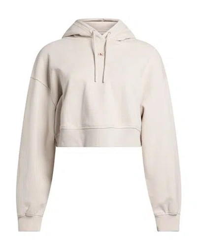 Calvin Klein Woman Sweatshirt Beige Size Xs Cotton In Neutral