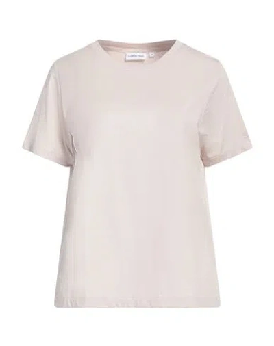 Calvin Klein Woman T-shirt Beige Size L Cotton