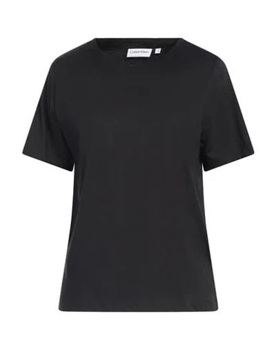Calvin Klein Woman T-shirt Black Size M Cotton In Black