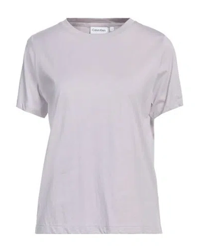 Calvin Klein Woman T-shirt Light Grey Size L Cotton