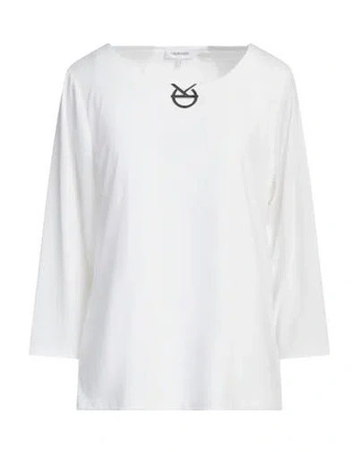 Calvin Klein Woman T-shirt White Size L Polyester, Elastane