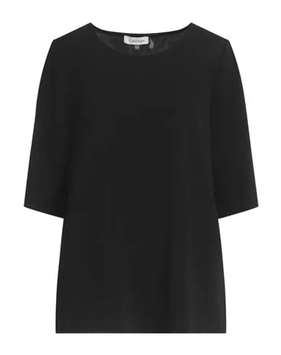 Calvin Klein Woman Top Black Size L Polyester, Elastane In Animal Print