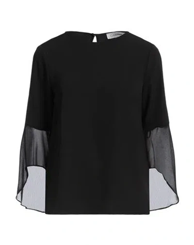 Calvin Klein Woman Top Black Size Xs Polyester, Elastane