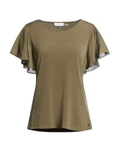Calvin Klein Woman Top Military Green Size M Polyester, Elastane
