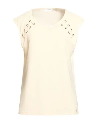 Calvin Klein Woman Top Pastel Yellow Size L Polyester, Elastane In Gray