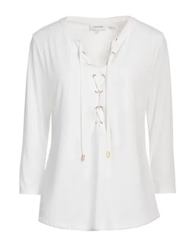 Calvin Klein Woman Top White Size L Polyester, Elastane