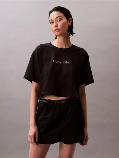 CALVIN KLEIN WOMEN'S 100% COTTON PRIDE LOGO POPLIN SLEEP SHORT