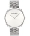 Calvin Klein Women's 2-hand Silver-tone Stainless Steel Mesh Bracelet Watch 36mm In Stainless Steel