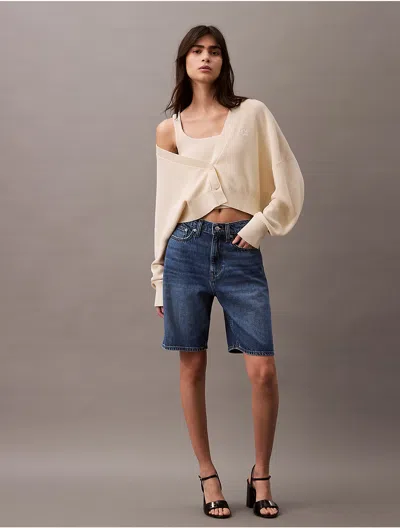 Calvin Klein Women's 2-in-1 Cropped Cardigan And Tank Top Set In Tofu