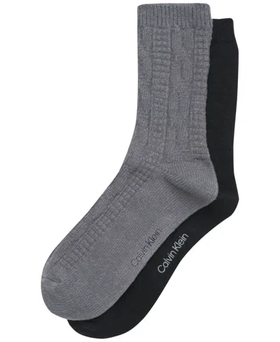 Calvin Klein Women's 2-pack Plush Cable Knit Crew Socks Set In Multi