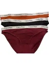Calvin Klein Women's 3 Pack Bikini Bottom In Red/black/orange In Multi