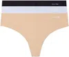 Calvin Klein Women's 3 Pack Invisibles Thong Panties In Amethyst Cream/light Caramel/black In Multi