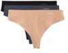 Calvin Klein Women's 3 Pack Invisibles Thong Panties In Black/light Caramel/speakeasy In Multi