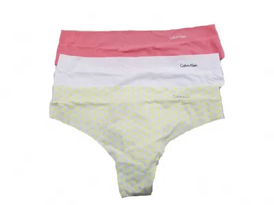 Calvin Klein Women's 3-pack Invisibles Thong Panties In Sensation/white/segmented Pyramid In Multi