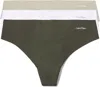Calvin Klein Women's 3 Pack Invisibles Thong Panties In White/winter Linen/money Tree In Multi
