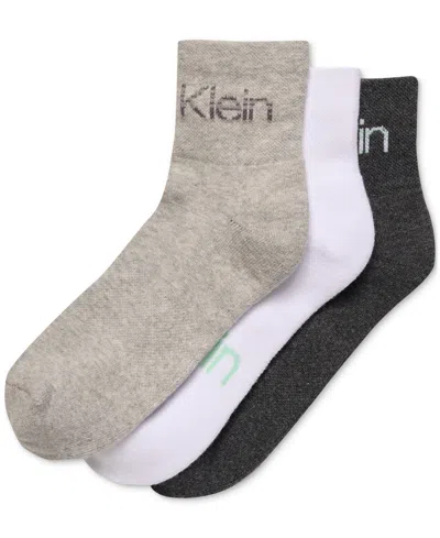 Calvin Klein Women's 3-pk. Cushion High Top Quarter Socks In Grey Assorted