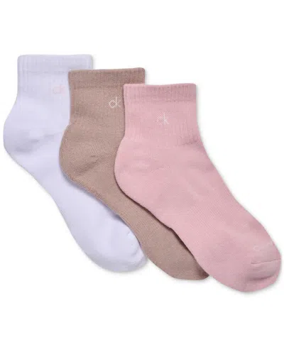Calvin Klein Women's 3-pk. Cushion Quarter Socks In Multi