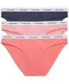 Calvin Klein Modern Logo Bikini 3-pack In Speakeasy,calypso Coral,calypso Coral St