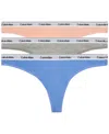 Calvin Klein Women's Modern Logo 3-pack Thong Underwear Qd5209 In Glacier,melon Frenzy,grey Heather