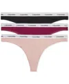 Calvin Klein Women's 3-pk. Modern Logo Low-rise Thong Underwear Qd5209 In Purple Potion,subdued,black