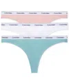 Calvin Klein Women's Modern Logo 3-pack Thong Underwear Qd5209 In Pym Subdue