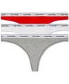 Calvin Klein Women's Modern Logo 3-pack Thong Underwear Qd5209 In White,molten,grey Heather