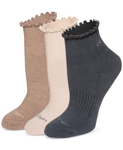 Calvin Klein Women's 3-pk. Ruffled Quarter Performance Socks