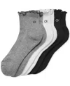 Calvin Klein Women's 3-pk. Ruffled Quarter Performance Socks In Grey Assorted