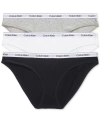 Calvin Klein Women's Modern Logo 3-pack Bikini Underwear Qd5207 In White /  Grey Heather /  Black