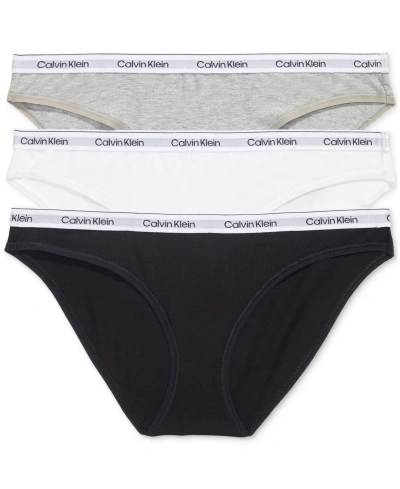 Calvin Klein Women's 3-pk. Modern Logo Low-rise Bikini Underwear Qd5207 In Black,white,grey Heather