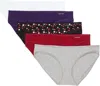 Calvin Klein Women's 5-pack Form Bikini Bottom In Grey Heather/rebellious/twinkle Black/purple In Multi
