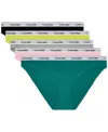 Calvin Klein Assorted 5-pack Logo Bikinis In Black,grey Heather,buff Pink,lively Teal