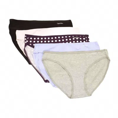Calvin Klein Women's 5-pack Cotton Form Bikini In Grey Heather Multi In White