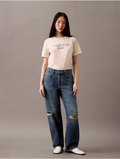 Calvin Klein Women's 90s Loose Fit Jeans In Vintage River Destroyed