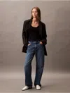Calvin Klein Women's 90s Straight Jeans In Runaway Blue Destroyed