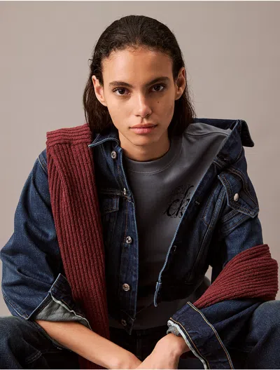 Calvin Klein Women's 90s Trucker Jacket In Dark Meridian