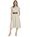 Calvin Klein Women's A-line Midi Dress In Stoney Beige