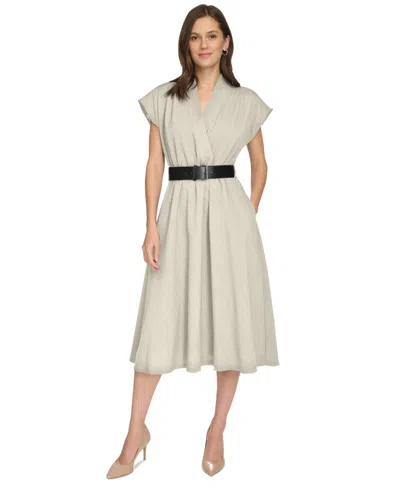 Calvin Klein Women's A-line Midi Dress In Stoney Beige