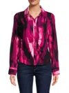 Calvin Klein Women's Abstract Button Down Shirt In Black Aubergine