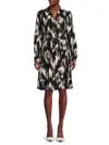 Calvin Klein Women's Abstract Print Johnny Collar Dress In Black White
