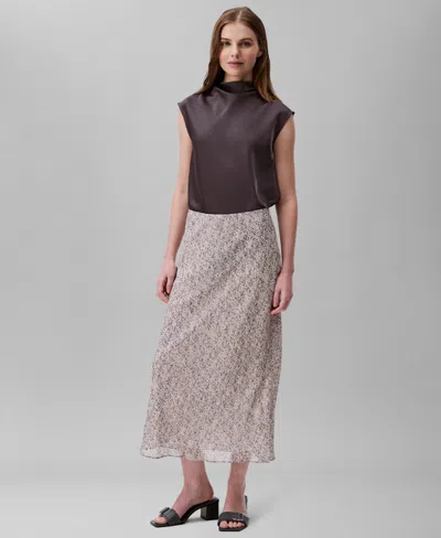 Calvin Klein Women's Abstract Print Midi Skirt In Chalk Print